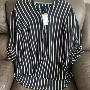 Chic Striped Blouse in Black and White
